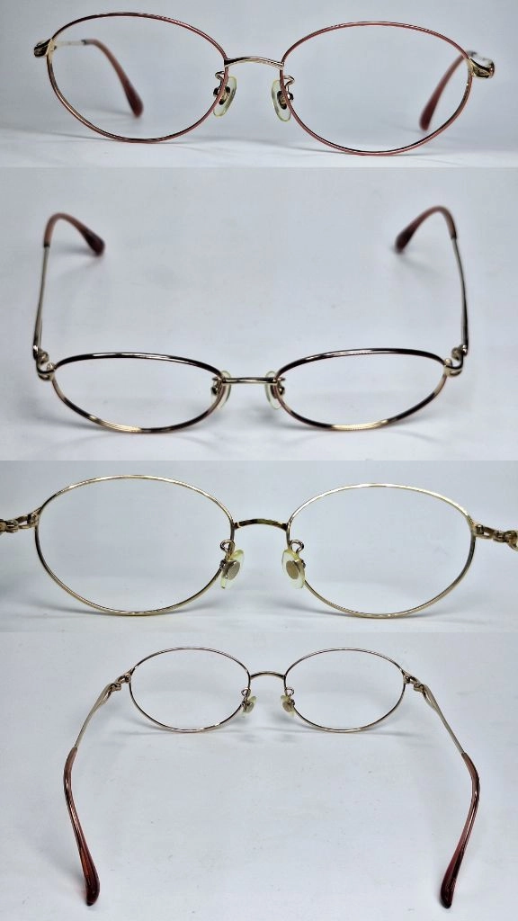 샤르망 Charmant FINI CH23335 안경테 안경 54mm 순 티타늄 골드 핑크 칠보 오벌형 일본 빈티지 이미지