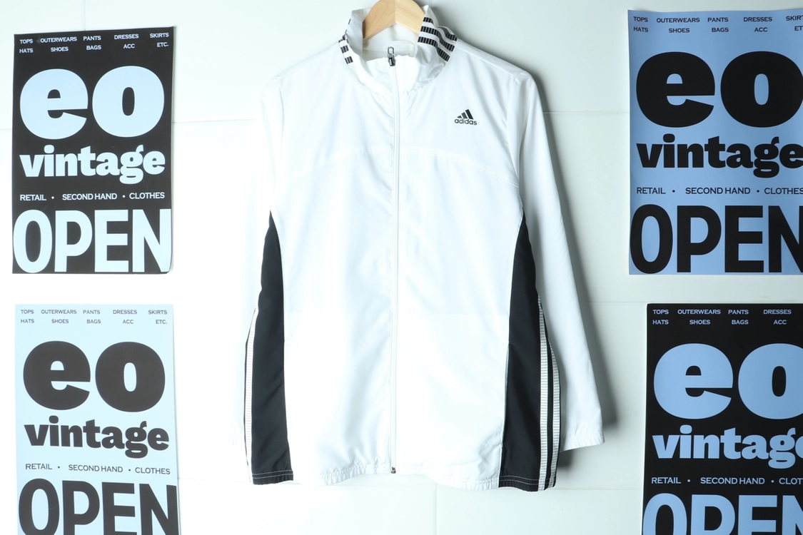 (L-XL) 아디다스 집업 바람막이 점퍼자켓 흰검 이미지