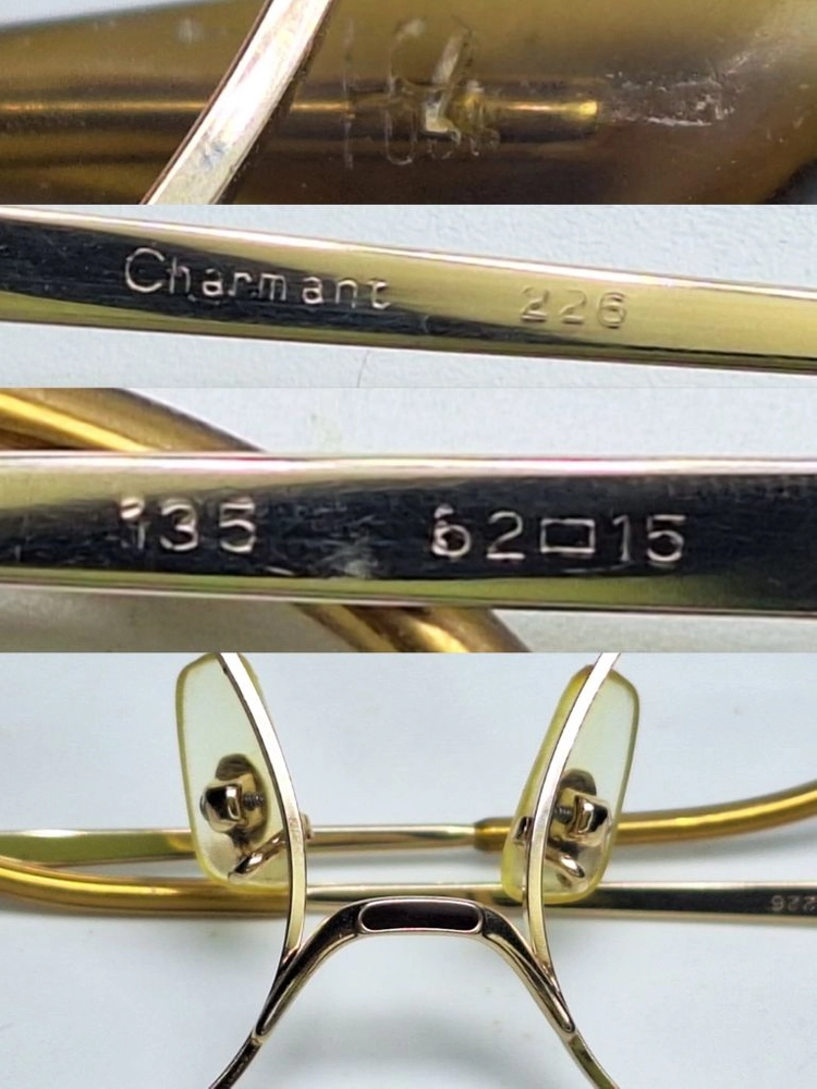 샤르망 Charmant 226 안경테 안경 52mm 골드 스퀘어 여성용 일본 수입 제조 빈티지 레트로 Y2K 클래식 이미지