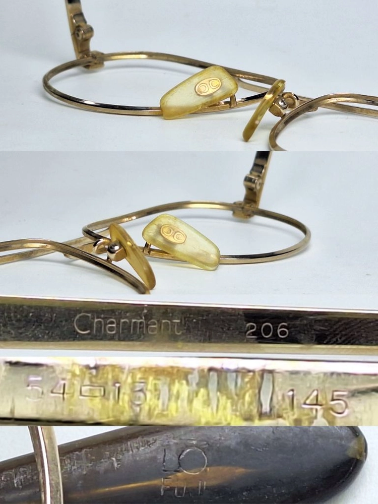 샤르망 Charmant 206 안경테 안경 54mm 골드 투브릿지 일본 수입 제조 빈티지 레트로 Y2K 클래식 패션 이미지