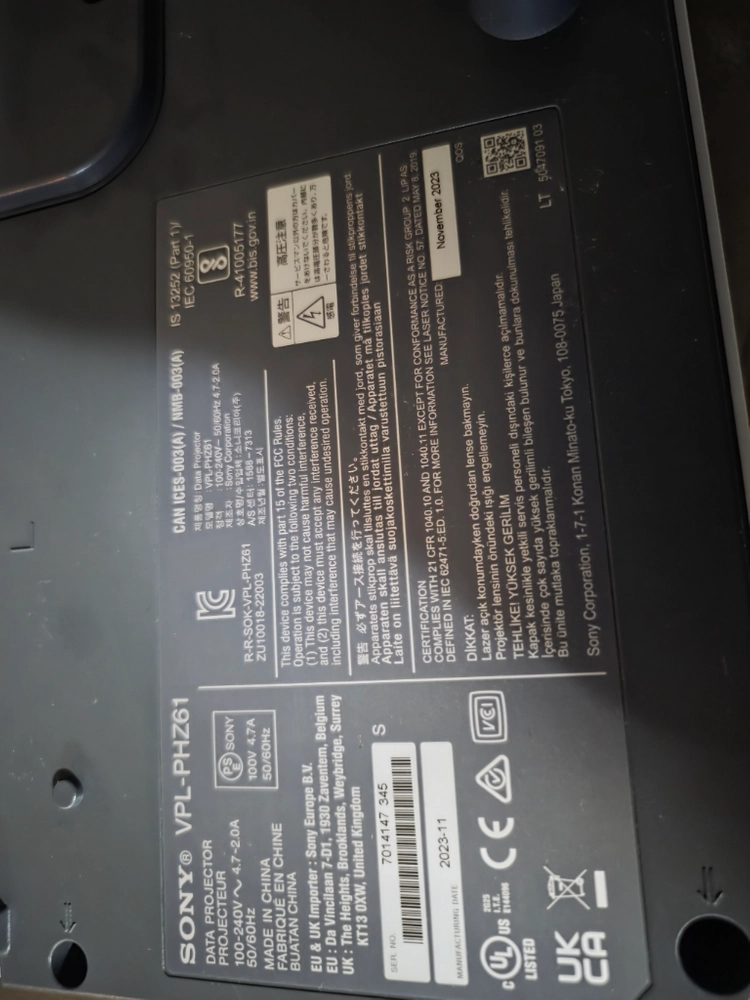 소니 프로젝터 z61 이미지