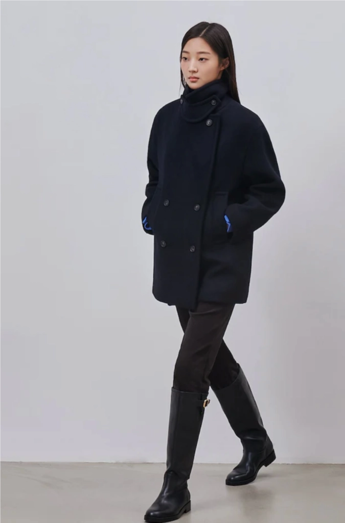 빈폴 레이디스 울 혼방 미디움 루즈핏 피코트 네이비 이미지