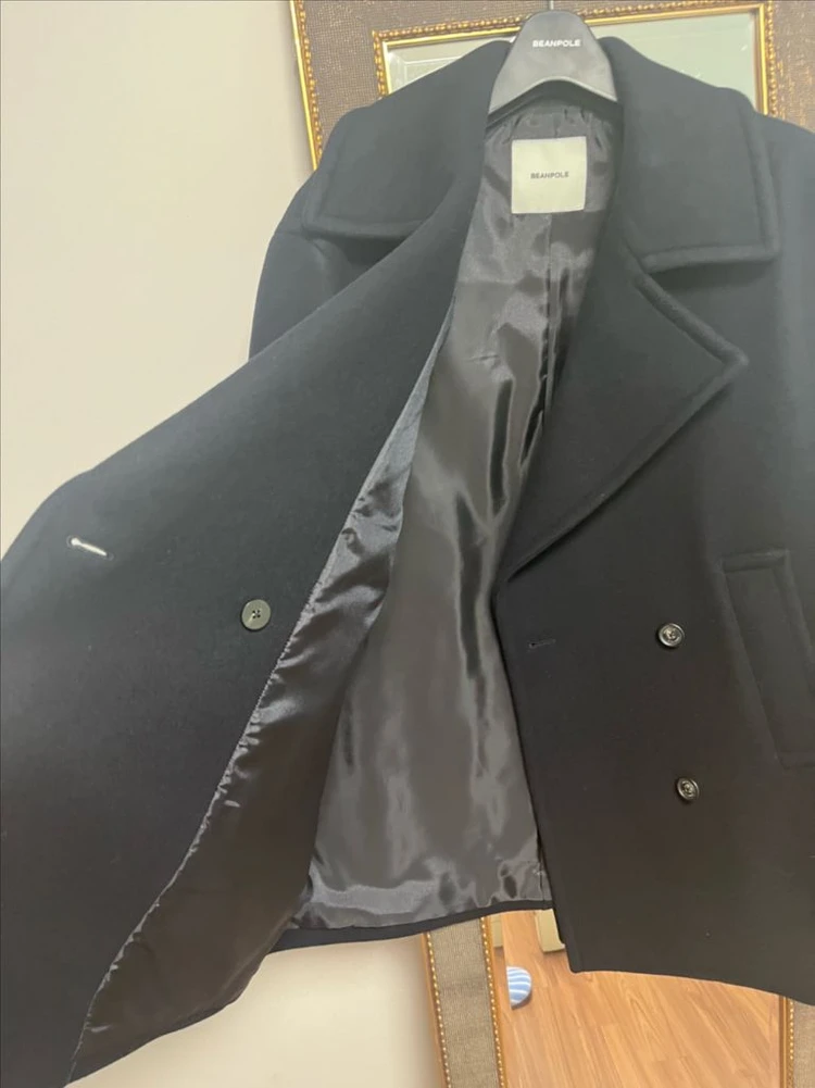 빈폴 레이디스 울 혼방 미디움 루즈핏 피코트 네이비 이미지