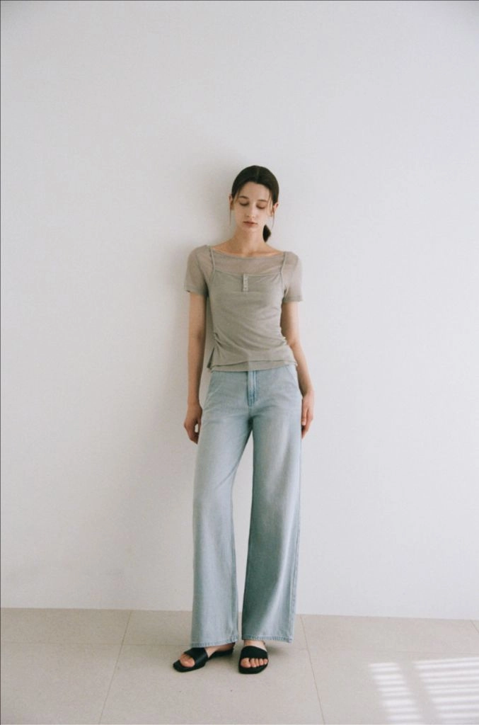 엘로주 Muse 레이어드 셋업 세이지 그레이 택포함 새상품 이미지