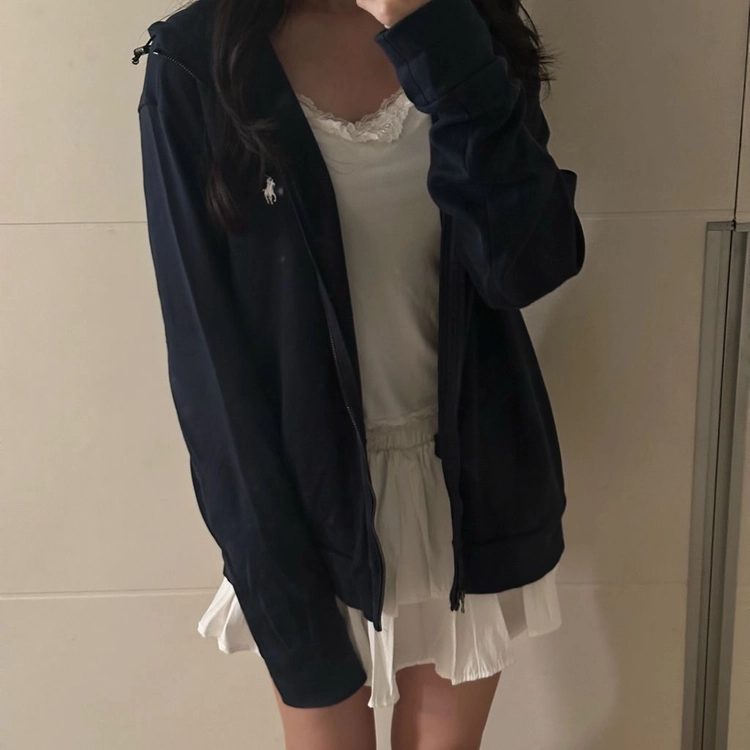 희귀) 폴로 랄프로렌 나일론&코튼 후드집업 후디 네이비 후드집업 폴로 이미지