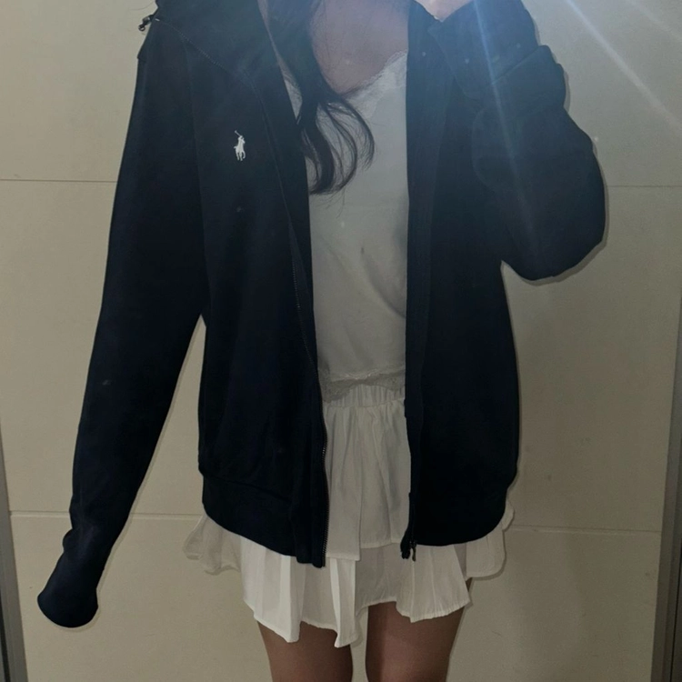 희귀) 폴로 랄프로렌 나일론&코튼 후드집업 후디 네이비 후드집업 폴로 이미지