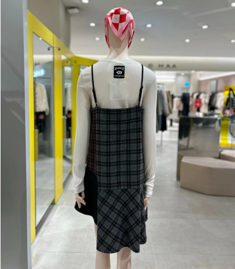 (새) 아뜰리에 럭키슈에뜨 체크 믹스 슬리브리스 원피스 이미지