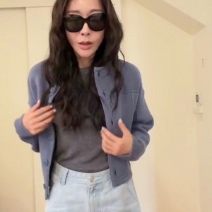 뮤제라 라온 니트 자켓 소라색 이미지