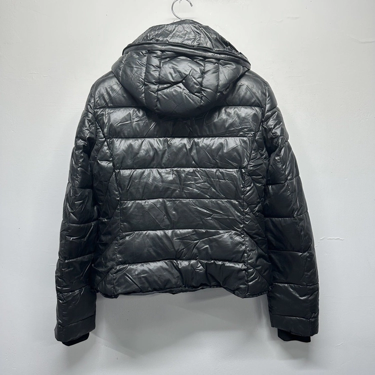 자라 ZARA 트라팔루크 유광 후드 패딩자켓 숏패딩 푸퍼자켓 퀼팅 집업 점퍼 블랙 여성 M 이미지