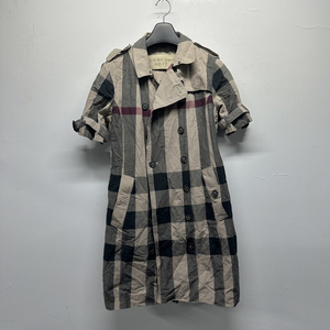 버버리 브릿 BURBERRY BRIT 메가체크 반팔 트렌치코트 트렌치원피스 더블 견장 린넨 코튼 정품 여성 55 이미지