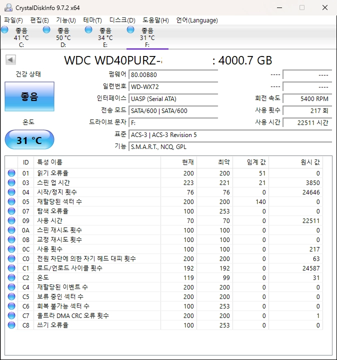 WD 퍼플 4TB HDD 하드디스크 sata 이미지