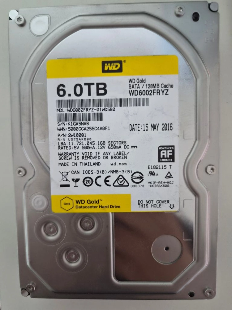 (택포) 웨스턴디지털 골드 WD Gold 6TB HDD 이미지