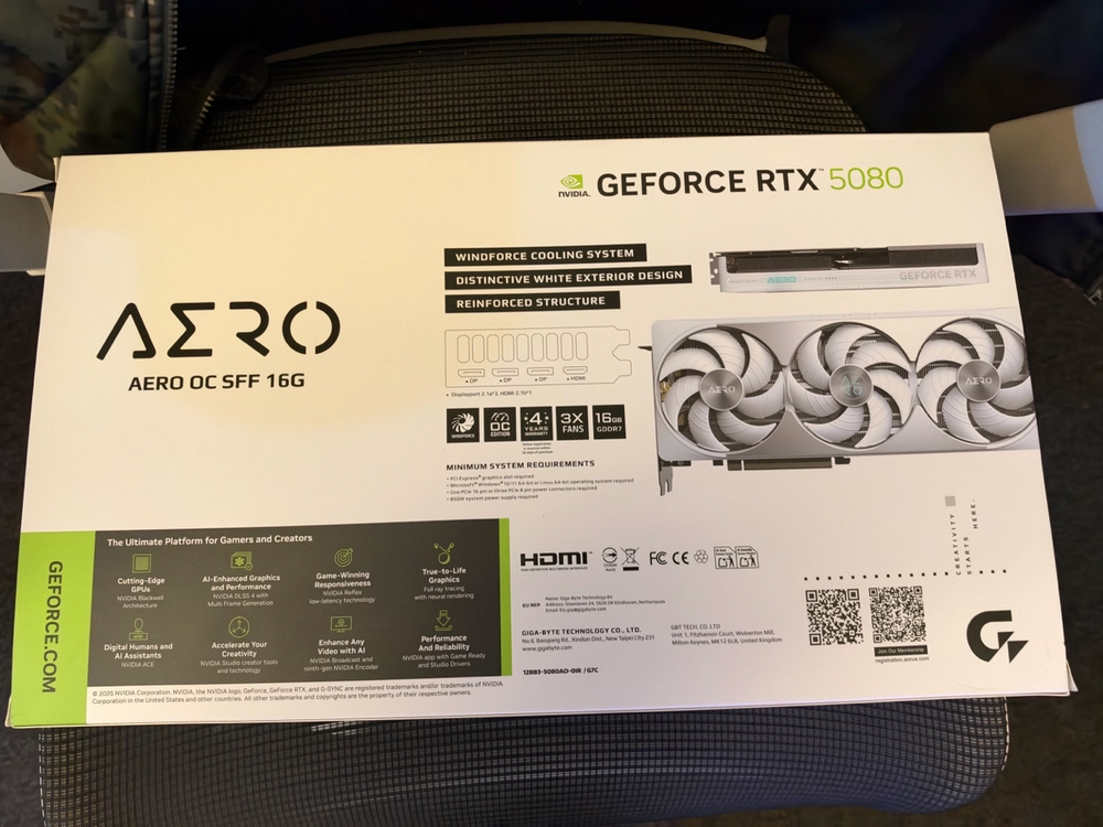 GIGABYTE 지포스 RTX 5080 AERO OC SFF D7 16GB 피씨디렉트 이미지