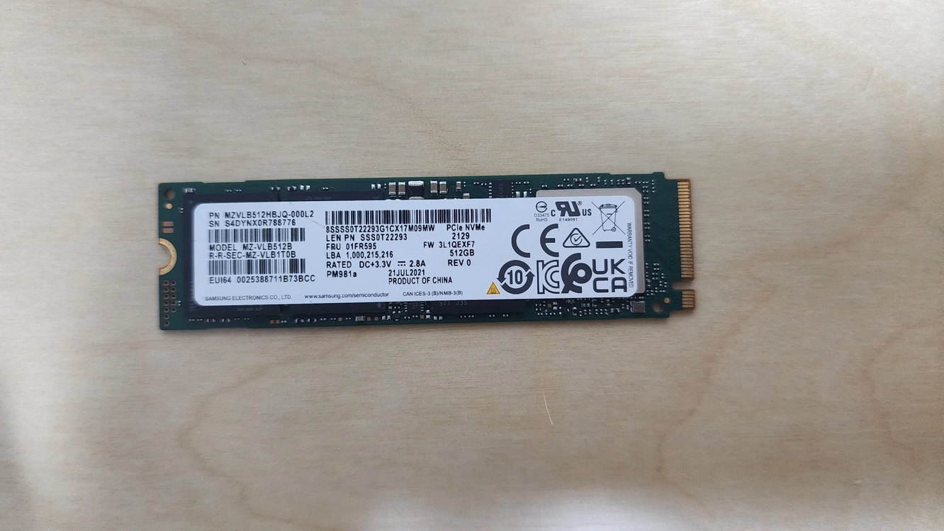삼성 PM981A M.2 SSD 500GB (2280) 컨디션 좋습니다. 이미지