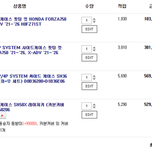 샤드(SHAD) 삼박스 (포르자750용) (SH58X, SH36, 브라켓) 이미지