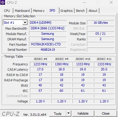 삼성DDR4램2개 16GB 2Rx8 PC4-2666V 이미지