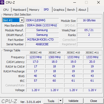 삼성DDR4램2개 16GB 2Rx8 PC4-2666V 이미지