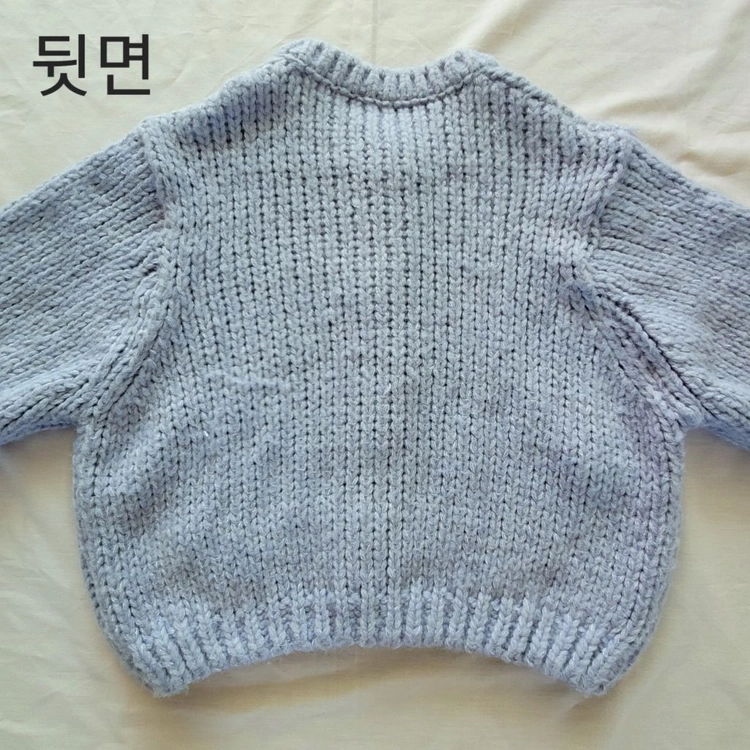 소라색 아방핏 긴팔 니트 가디건 (XS/S/M, 44/55/66, 80/85/90 사이즈) 이미지
