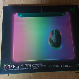 (미개봉) 레이저 파이어플라이 V2 PRO 팬텀 그린 에디션 마우스패드 이미지