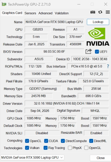 ASUS ROG STRIX SCAR 16 RTX 5090노트북 이미지