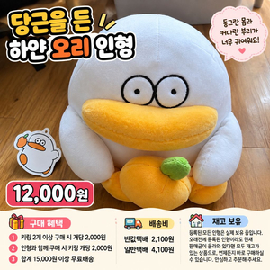 당근을 든 하얀 오리 인형 이미지