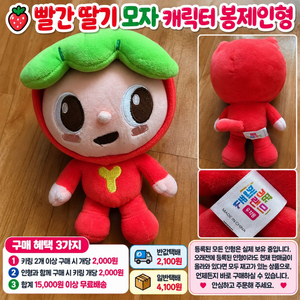 빨간 딸기 모자 캐릭터 봉제인형 이미지