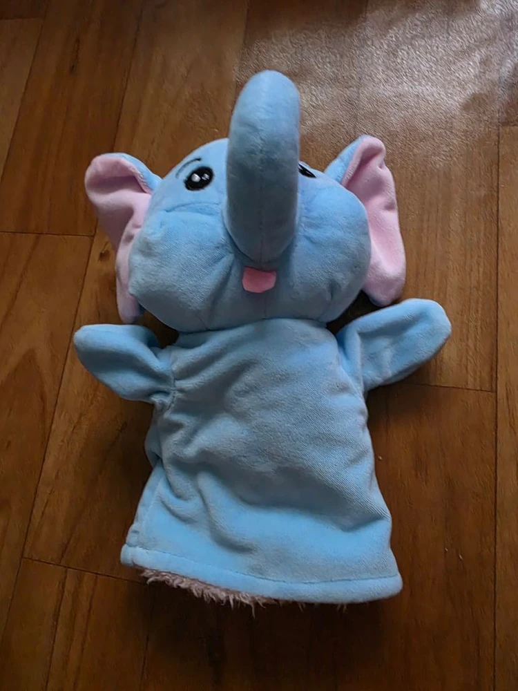파란 코끼리 손인형 봉제인형 이미지