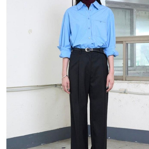 구호플러스 KUHO PLUS 스카이블루 슬림핏 코튼 셔츠 블라우스 이미지