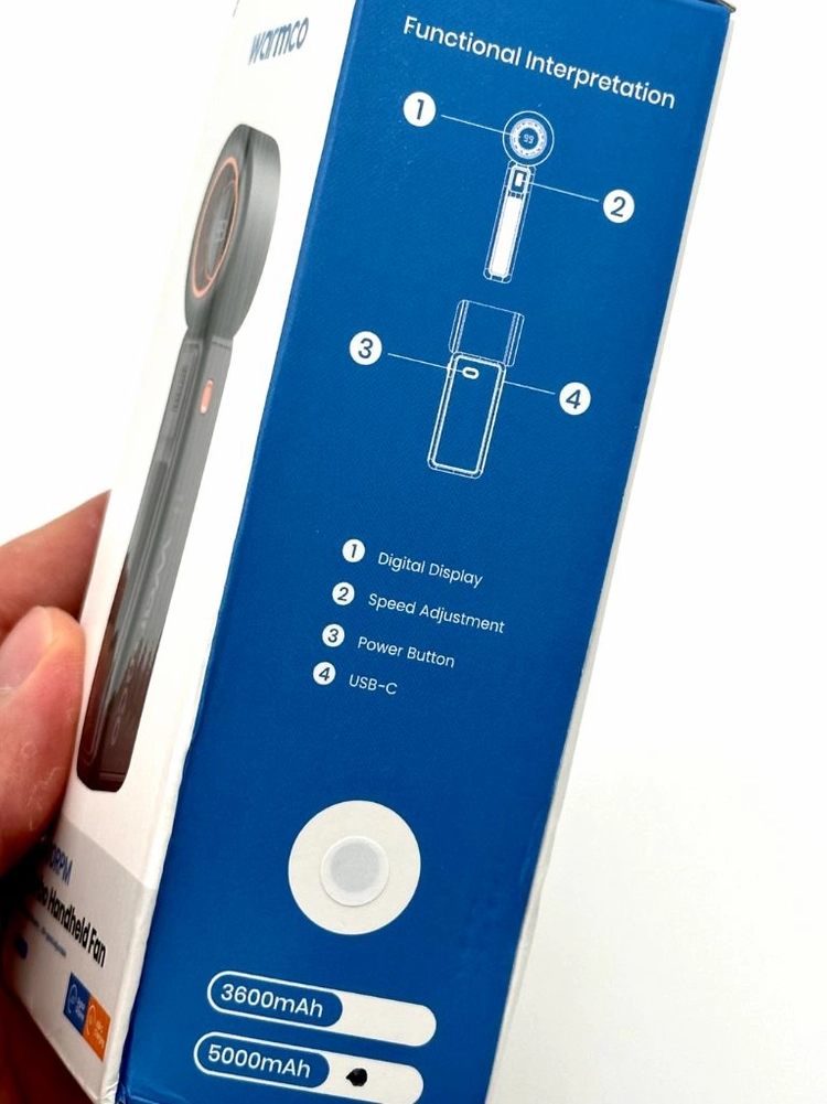새상품 Warmco H1 15000RPM 100단 터보 휴대용 선풍기 5000mAh 화이트 이미지
