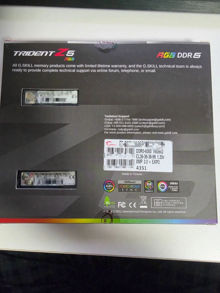 G.skill Trident Z5 ddr5-6000(16x2,32gb) 이미지