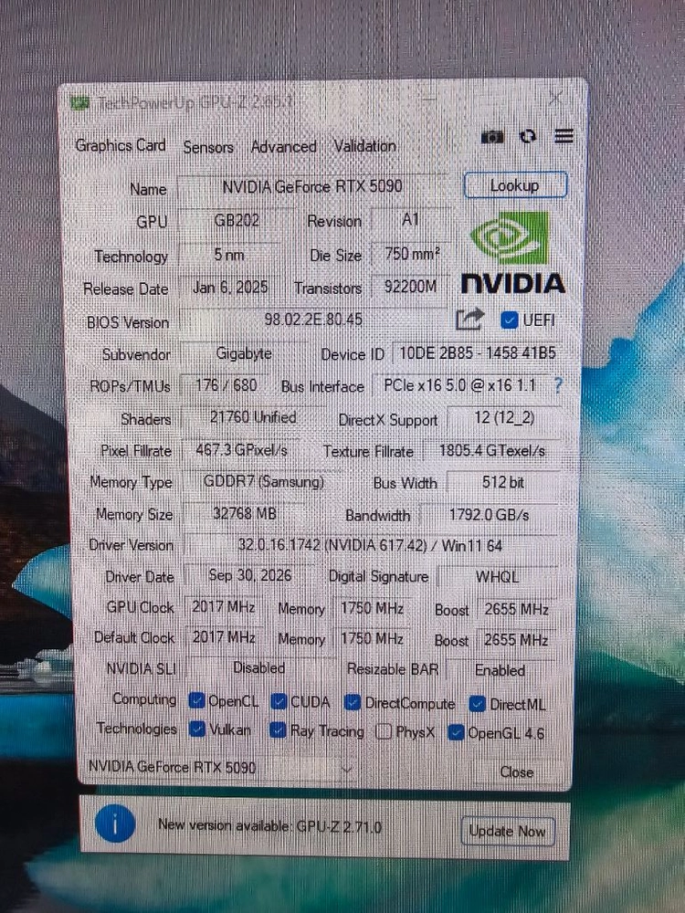 기가바이트 어로스 RTX 5090 그래픽카드 판매 이미지