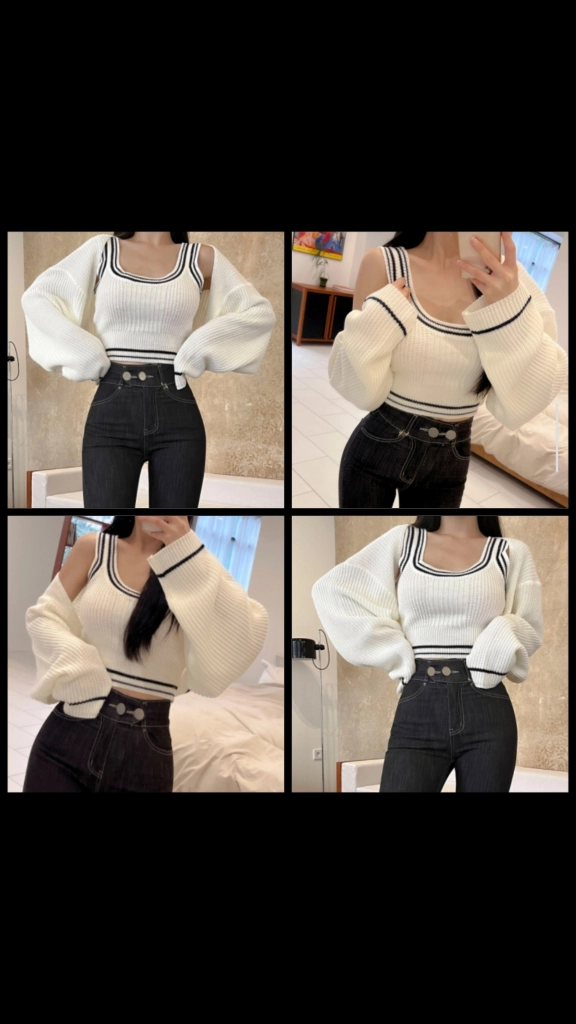 아이보리 볼레로 가디건 세트 (XS/S/M/L/XL, 44/55/66/77/88, 80/85/90/95/100) 이미지