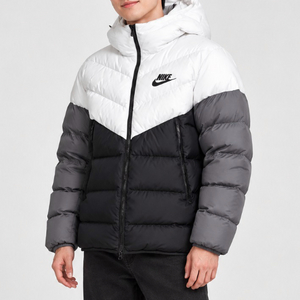 NIKE 나이키 새제품 블랙/화이트/그레이 스포츠웨어 다운 필 윈드러너 후디 패딩 자켓 M 95사이즈 이미지