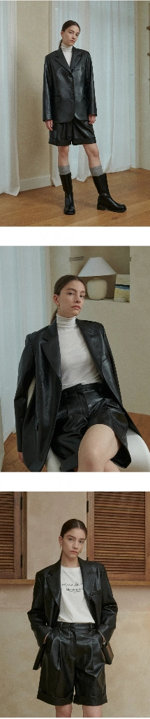 1착)무신사 브쥬 BJEOU 멀 비건 레더자켓/루즈핏 여성가죽자켓 프리 55/66/77 이미지