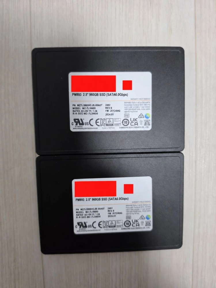 삼성 PM893 SSD 960GB 2개 (미사용 신품급) 이미지