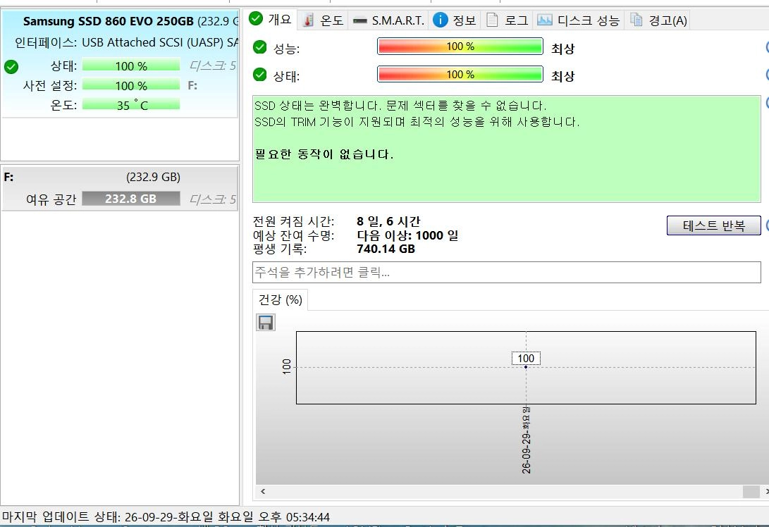 삼성전자 D램탑재 860 EVO V-NAND SSD 250GB 198시간 이미지