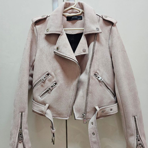 ZARA BASIC 핑크 스웨이드 라이더 자켓 저렴하게 이미지
