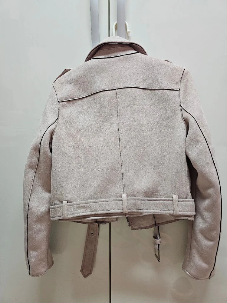 ZARA BASIC 핑크 스웨이드 라이더 자켓 저렴하게 이미지