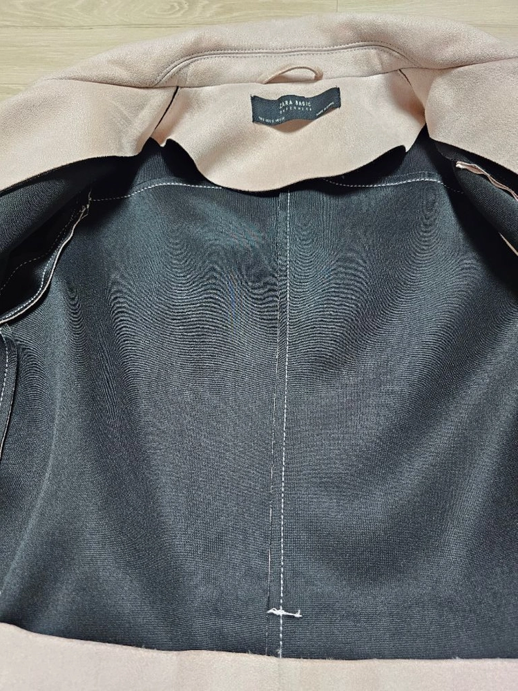 ZARA BASIC 핑크 스웨이드 라이더 자켓 저렴하게 이미지