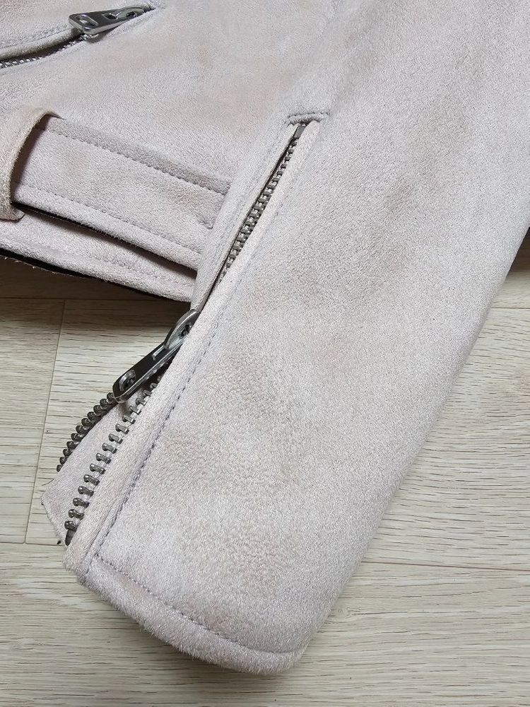 ZARA BASIC 핑크 스웨이드 라이더 자켓 저렴하게 이미지