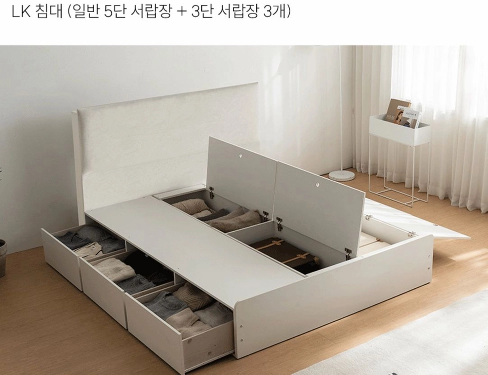 라지킹(LK) 호텔식 침대 프레임+협탁2개 세트 (매트리스미포함) 이미지