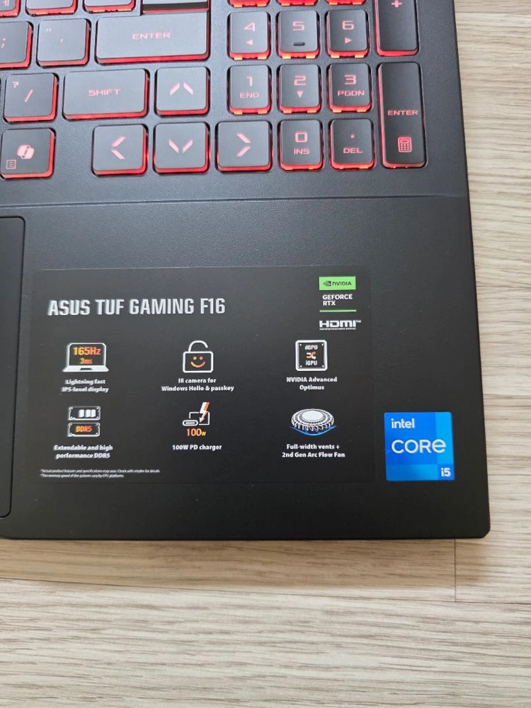 신품급 ASUS TUF F16 게이밍 노트북 i5 14세대 16램 RTX5050 SSD 512GB 이미지