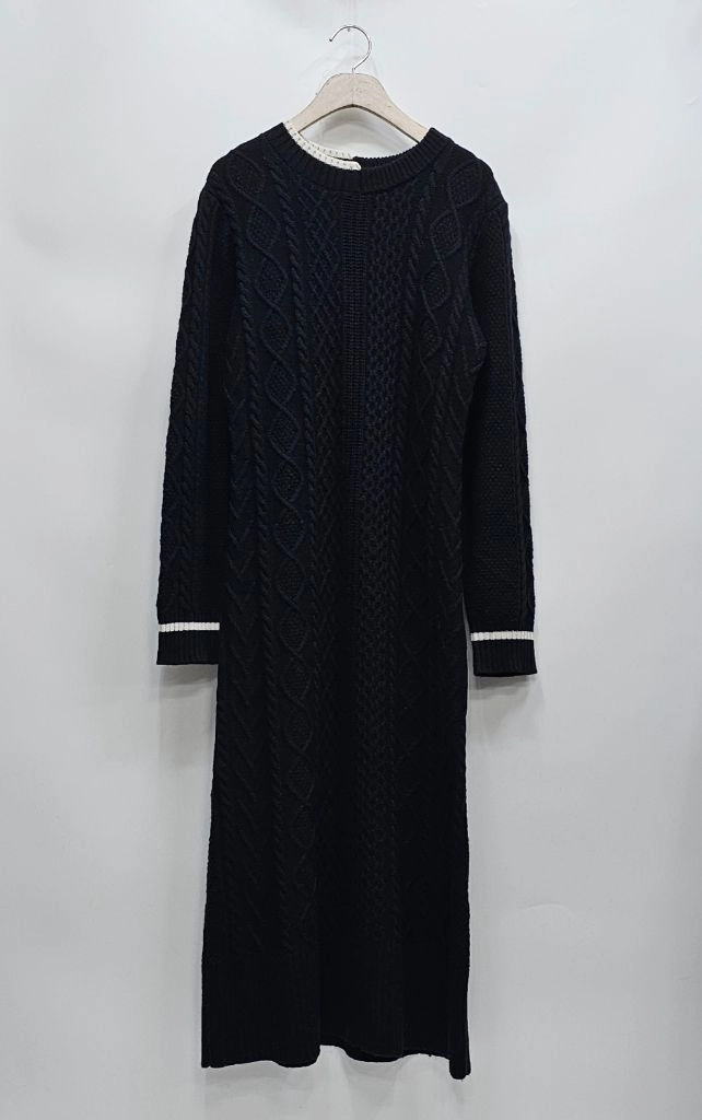 쥬시쥬디 23FW 꽈배기 울 니트 맥시 롱원피스 / 여 85 블랙 이미지