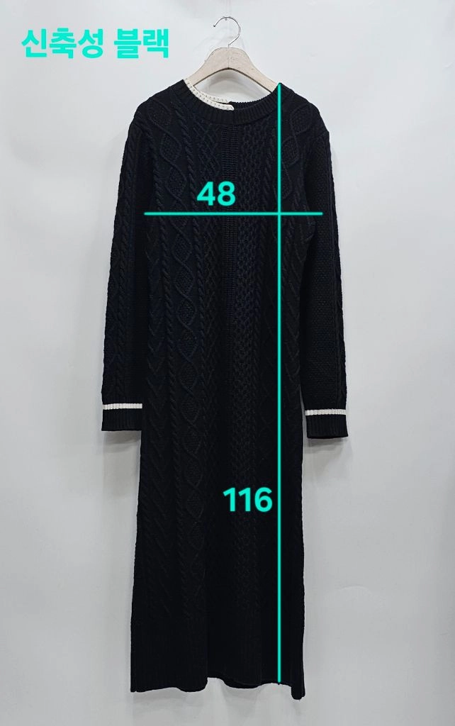 쥬시쥬디 23FW 꽈배기 울 니트 맥시 롱원피스 / 여 85 블랙 이미지