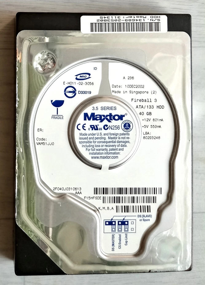 IDE 40GB 하드디스크(Maxtor 데스크탑HDD) 이미지