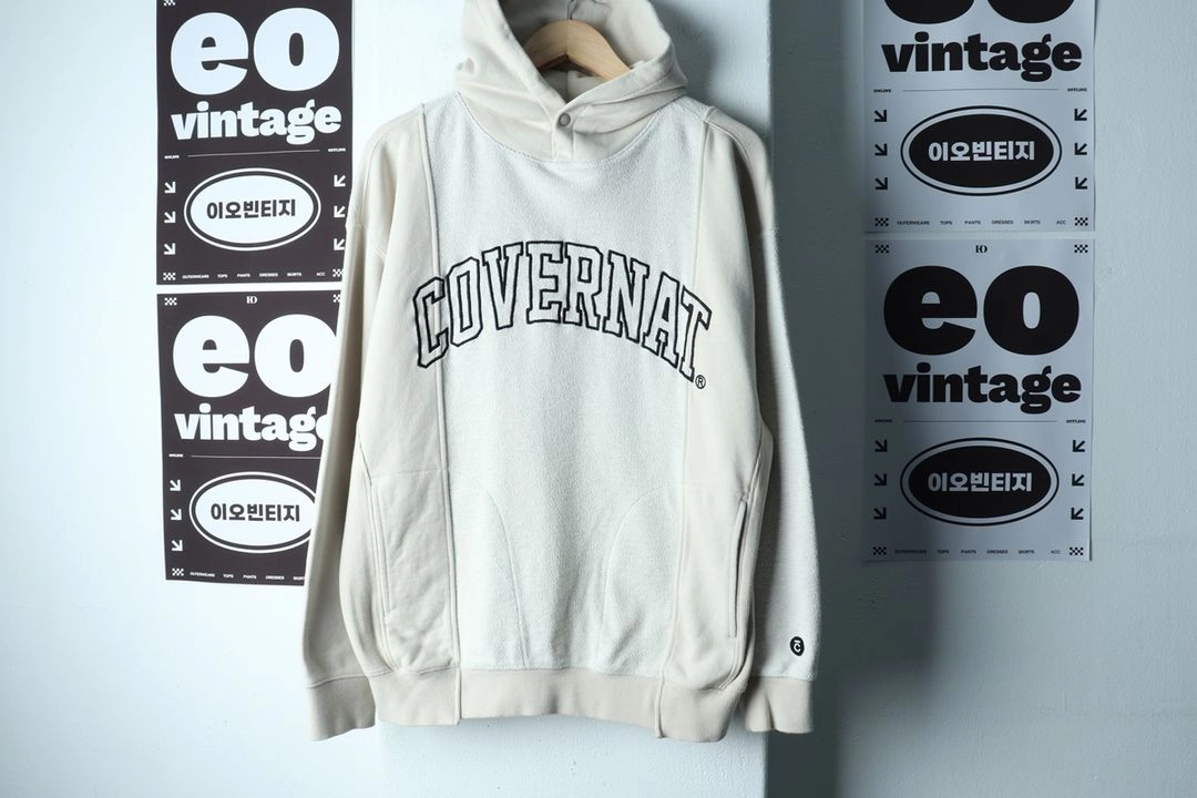 (M-XL) 커버낫 후드티셔츠 빅로고 리버스 콜라쥬 이미지