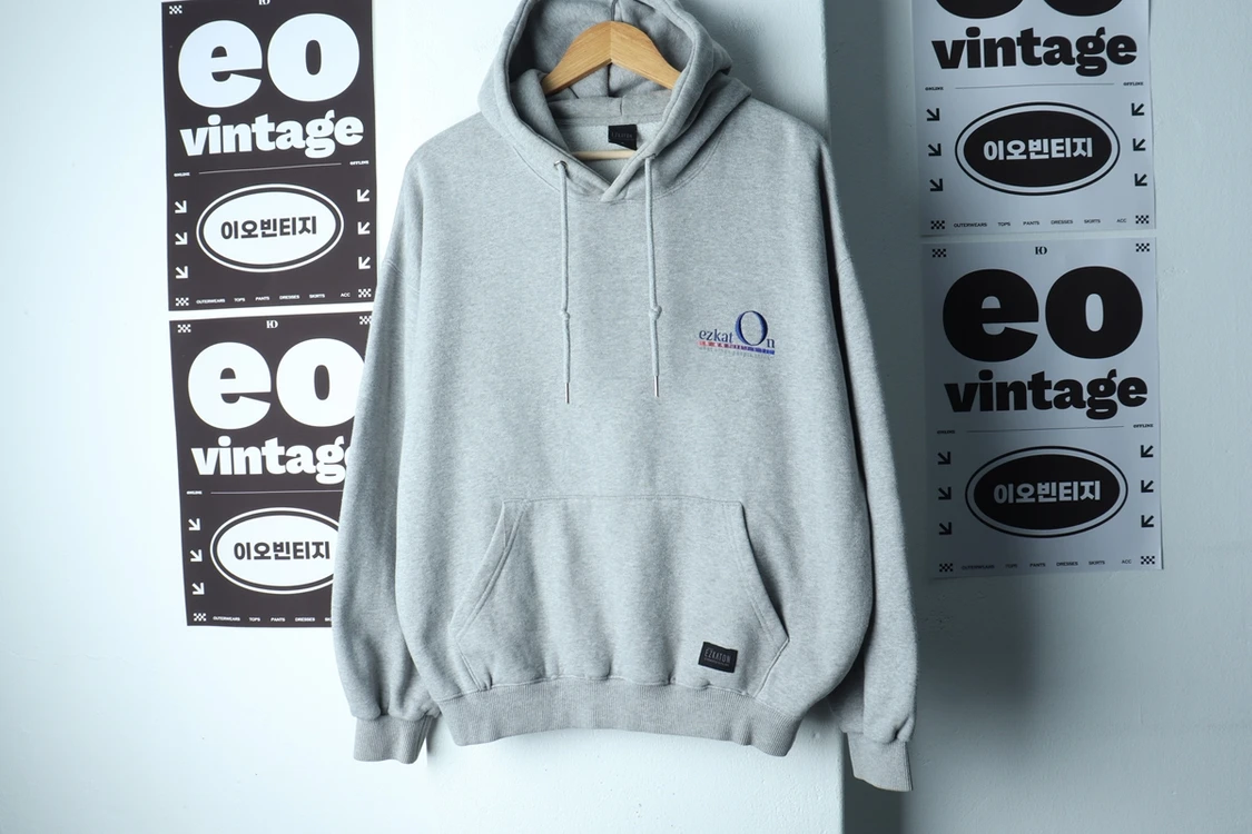 (M-XL) 에즈카톤 후드티셔츠 그레이 기모 올드스쿨 이미지