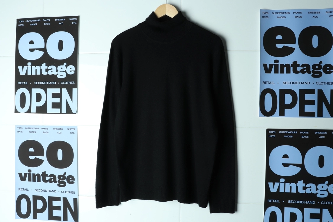 (L-XL) 바쏘옴므 니트 목폴라 캐시미어 블랙 이미지