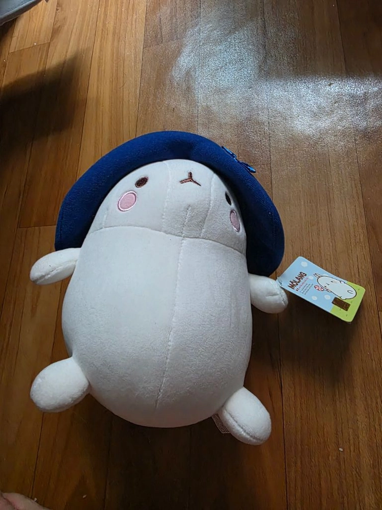 몰랑이 파란 모자 리본 봉제인형 이미지