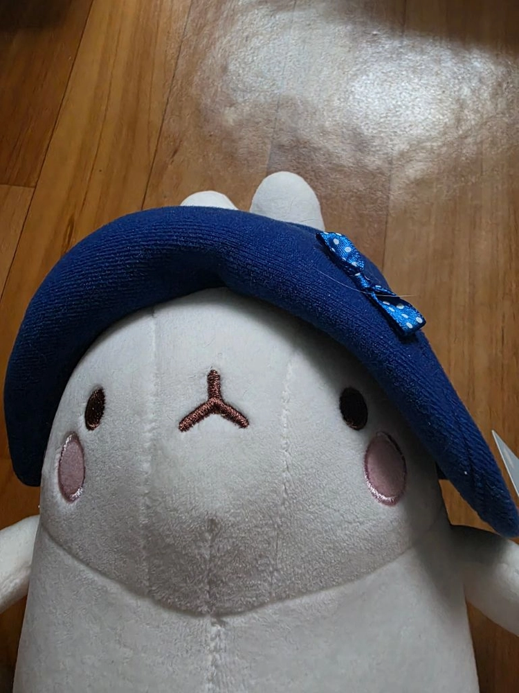 몰랑이 파란 모자 리본 봉제인형 이미지